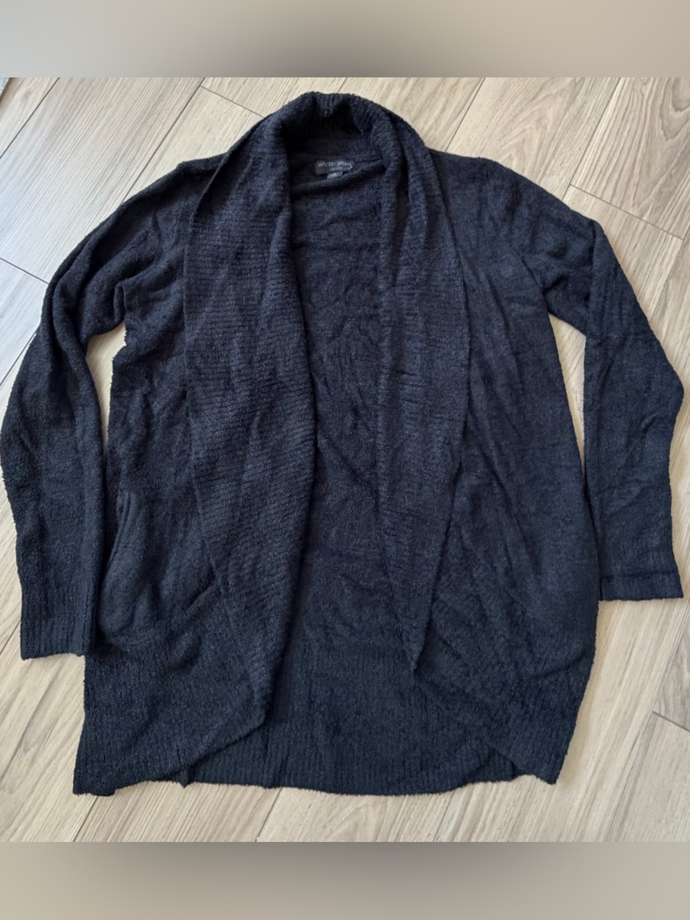 Barefoot Dreams Cozychic Lite Open-Front Black Women's Sweater Cardigan Medium